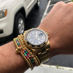 DOUBLE AFRICAN BEADED BRACELET WITH 18K GOLD