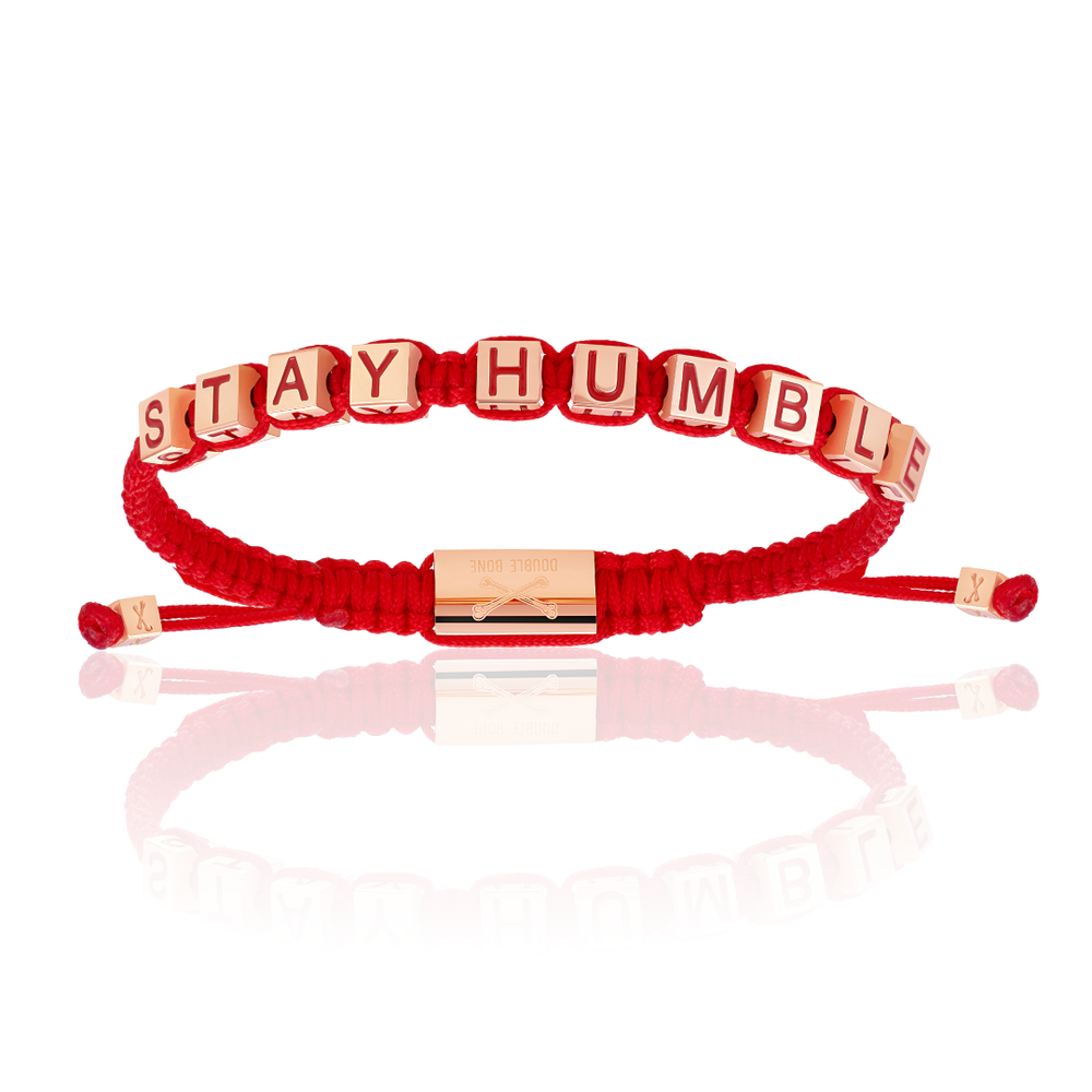 Red Nylon with Rose Gold STAY HUMBLE Bracelet