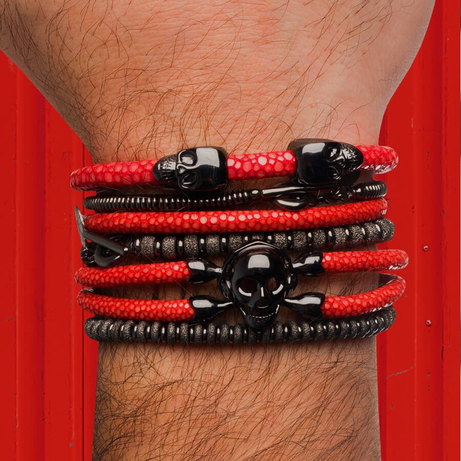 Red Cord Bracelet with Black Lighter – Jewellery