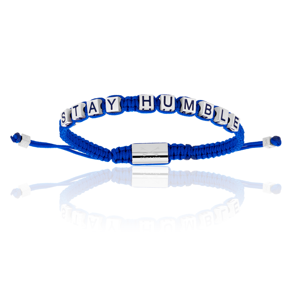 Blue Nylon with Silver STAY HUMBLE Bracelet