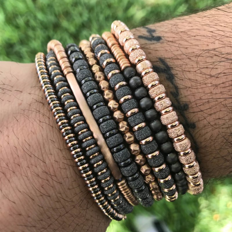 BLACK & BROWN BEEDS BRACELET