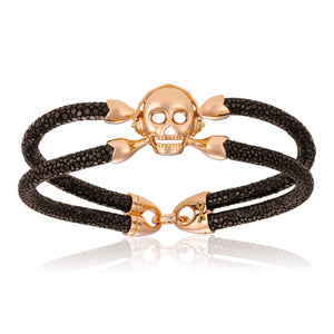 
                  
                    Brown Stingray Skull bracelet with 18K Rose Gold (Unisex)
                  
                