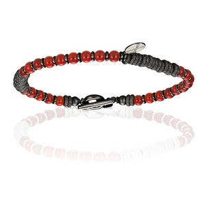 
                  
                    Red Agate Stone Beaded bracelet with Black PVD Beads
                  
                