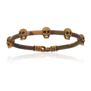 
                  
                    Camouflage Brown Stingray Bracelet With Antique Brass Multi Skull
                  
                