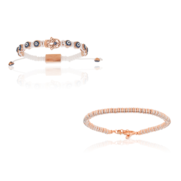 White Bracelets and Rose Gold Gift Idea for her
