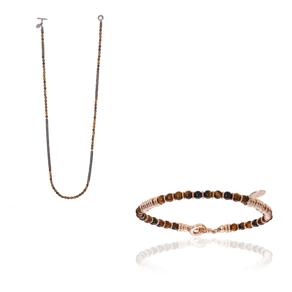 Tiger's eye with Rose Gold and Black PVD Gift Idea for him