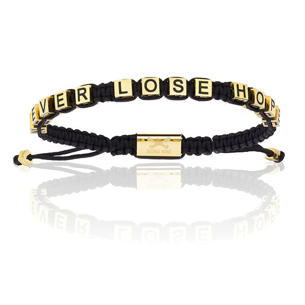 Black Nylon with 18K Yellow Gold NEVER LOSE HOPE Bracelet
