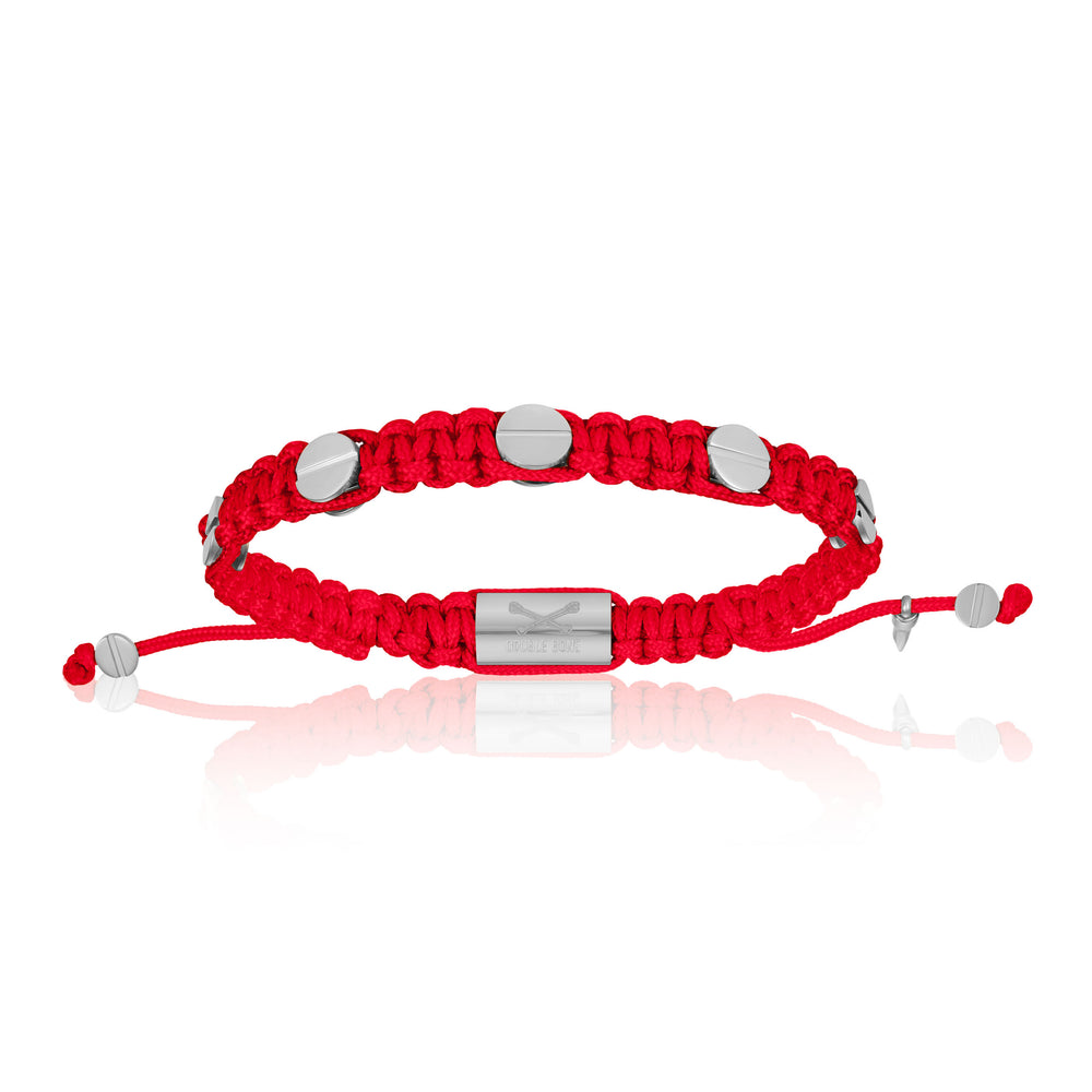 Amore Red Polyester With Silver Bracelet