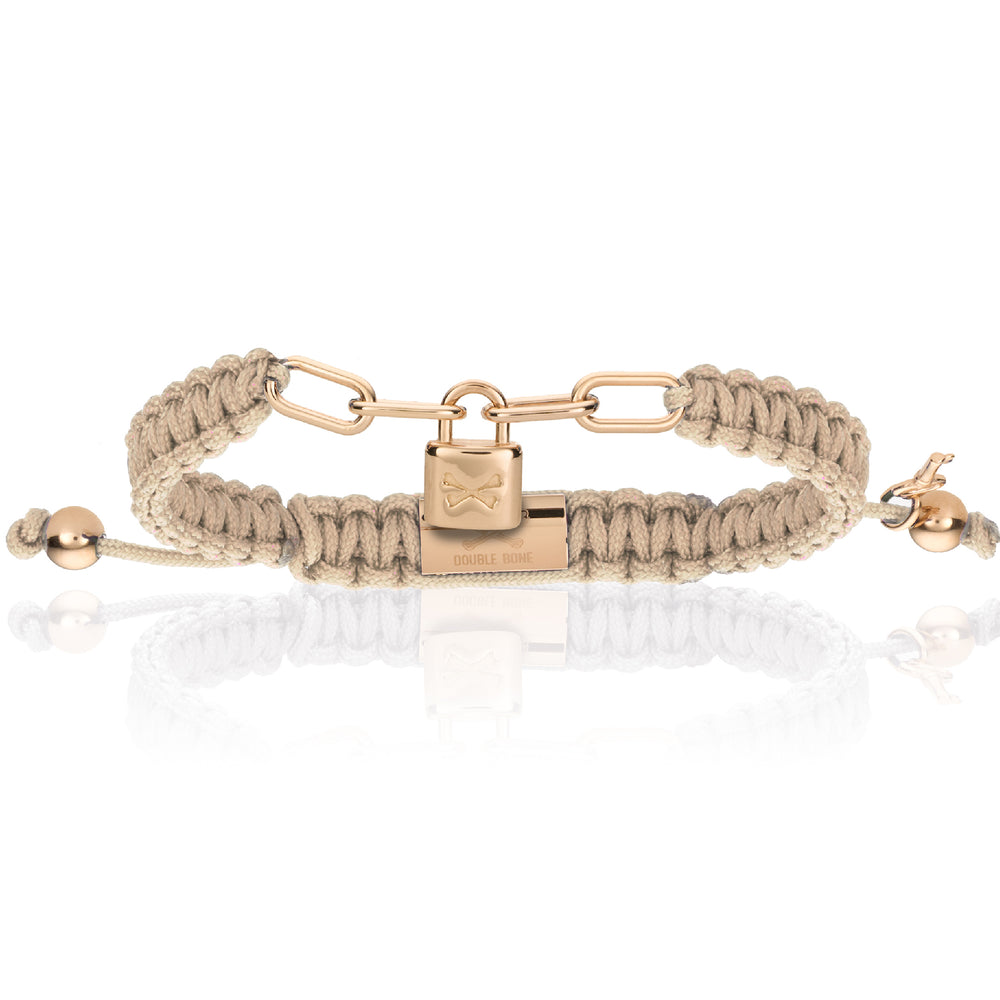 Lock Tan Polyester With Pink Gold Bracelet