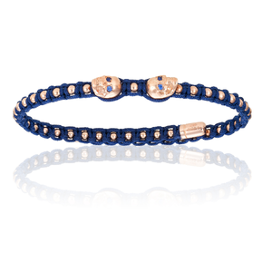 
                  
                    Blue Polyester Chord Bangle Bracelet with 18k Pink Gold and Sapphire Gems
                  
                