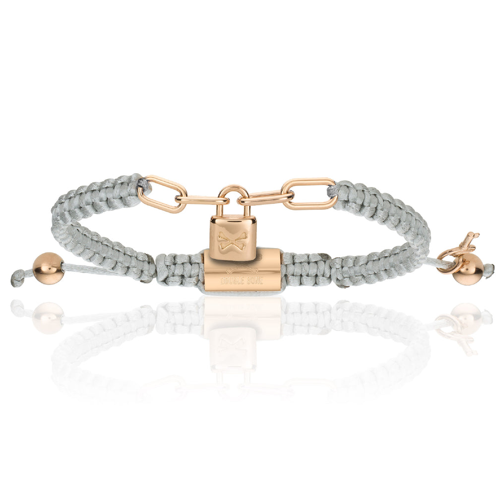 Lock Silver Polyester With Pink Gold Bracelet