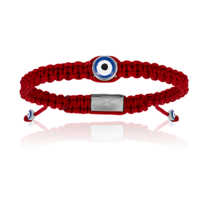 
                  
                    Red Wine Nylon bracelet with Silver Lucky Evil Eye (Unisex)
                  
                