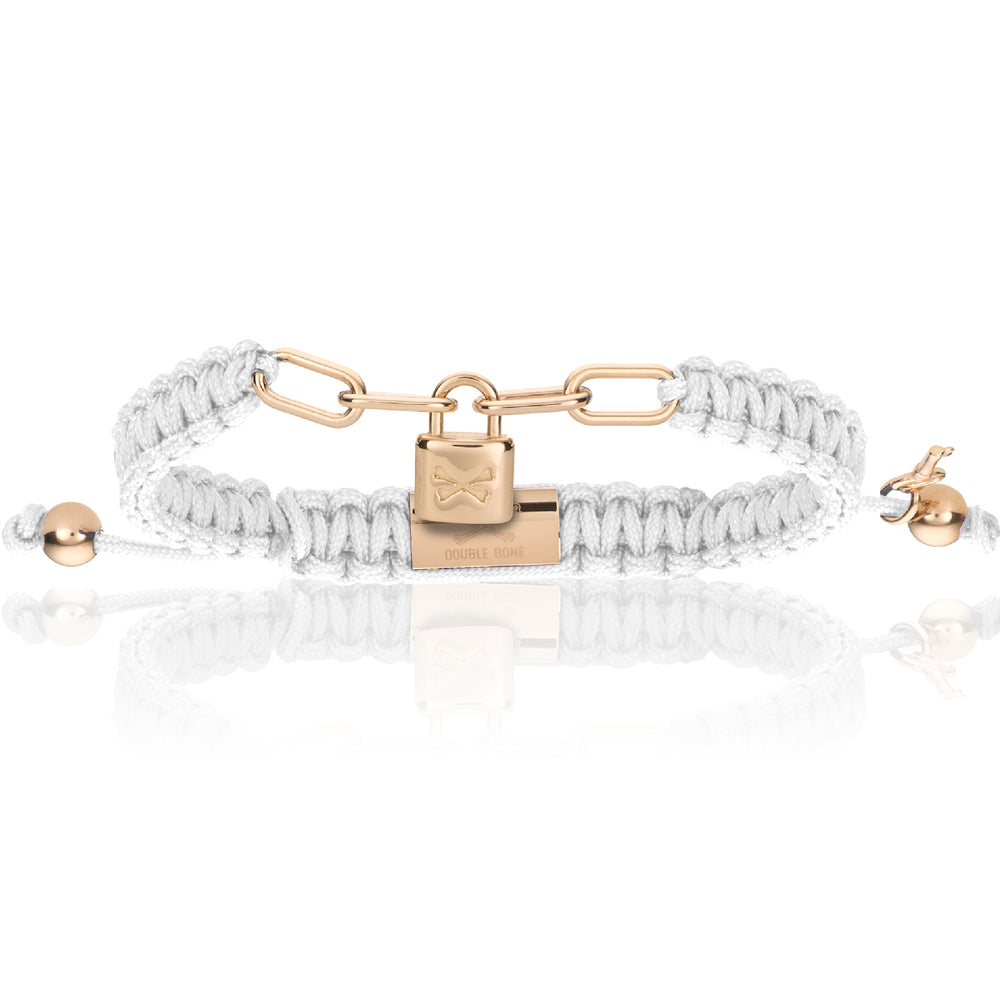 Lock White Polyester With Pink Gold Bracelet
