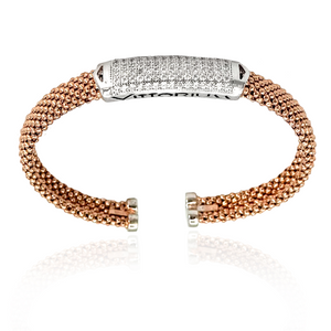 
                  
                    Vittorium Rose Gold Big Mesh Bangle with CZ Diamonds
                  
                