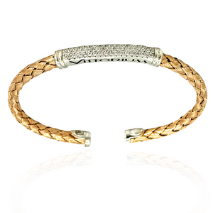 
                  
                    Vittorium Yellow Gold Medium Interlock Bangle with CZ Diamonds
                  
                