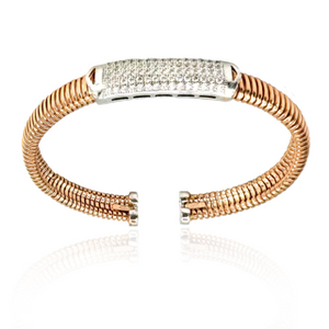 
                  
                    Vittorium Rose Gold Big Stripe Bangle with CZ Diamonds
                  
                