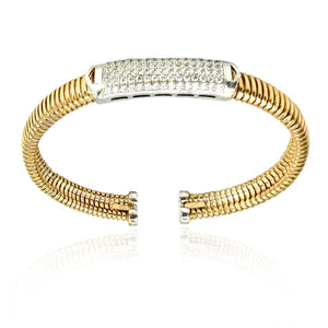 
                  
                    Vittorium Yellow Gold Big Stripe Bangle with CZ Diamonds
                  
                