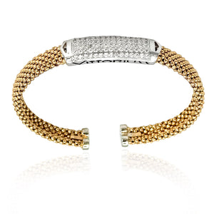 
                  
                    Vittorium Yellow Gold Big Mesh Bangle with CZ Diamonds
                  
                