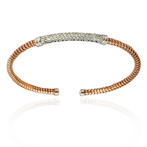 
                  
                    Vittorium Rose Gold Small Stripe Bangle with CZ Diamonds
                  
                