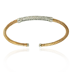 
                  
                    Vittorium Yellow Gold Small Stripe Bangle with CZ Diamonds
                  
                