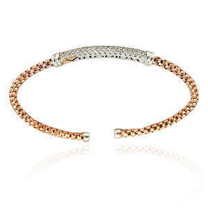 
                  
                    Vittorium Rose Gold Small Mesh Bangle with CZ Diamonds
                  
                