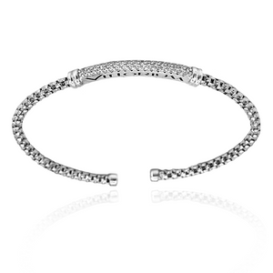 
                  
                    Vittorium Silver Small Mesh Bangle with CZ Diamonds
                  
                