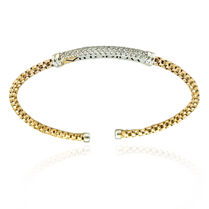 
                  
                    Vittorium Yellow Gold Small Mesh Bangle with CZ Diamonds
                  
                