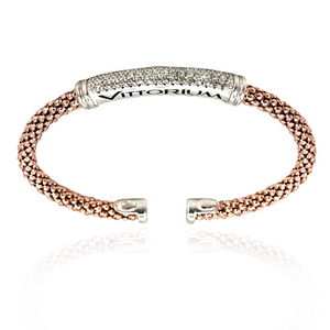 
                  
                    Vittorium Rose Gold Medium Mesh Bangle with CZ Diamonds
                  
                