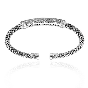 
                  
                    Vittorium Silver Medium Mesh Bangle with CZ Diamonds
                  
                