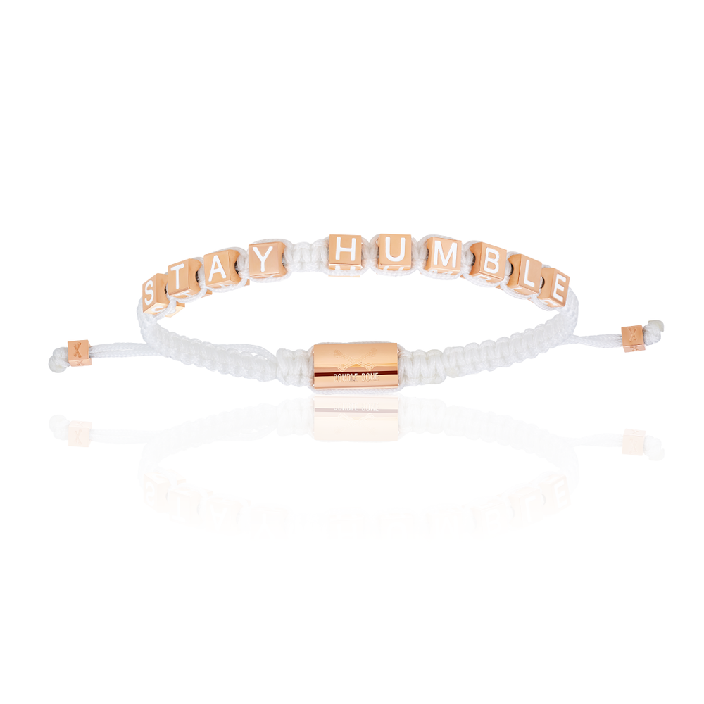 White Nylon with Rose Gold STAY HUMBLE Bracelet