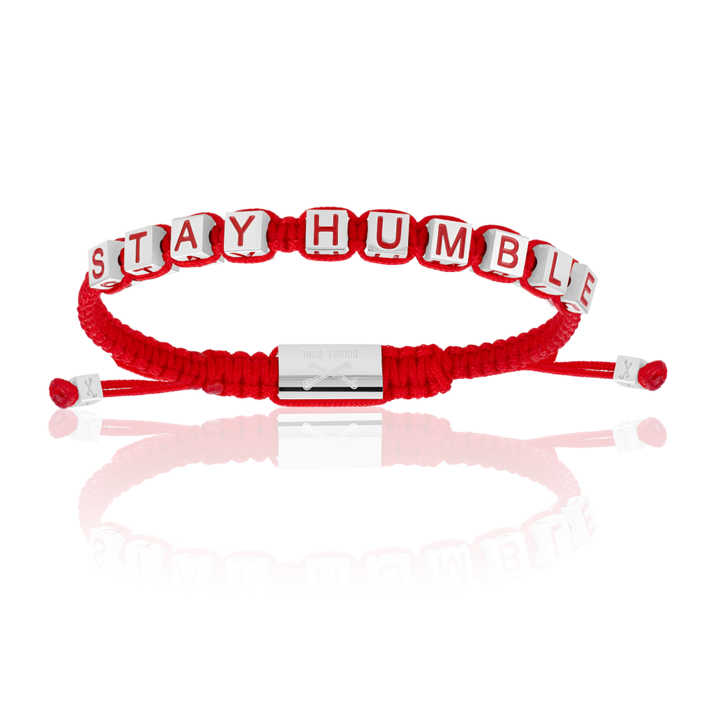 Red Nylon with Silver STAY HUMBLE Bracelet