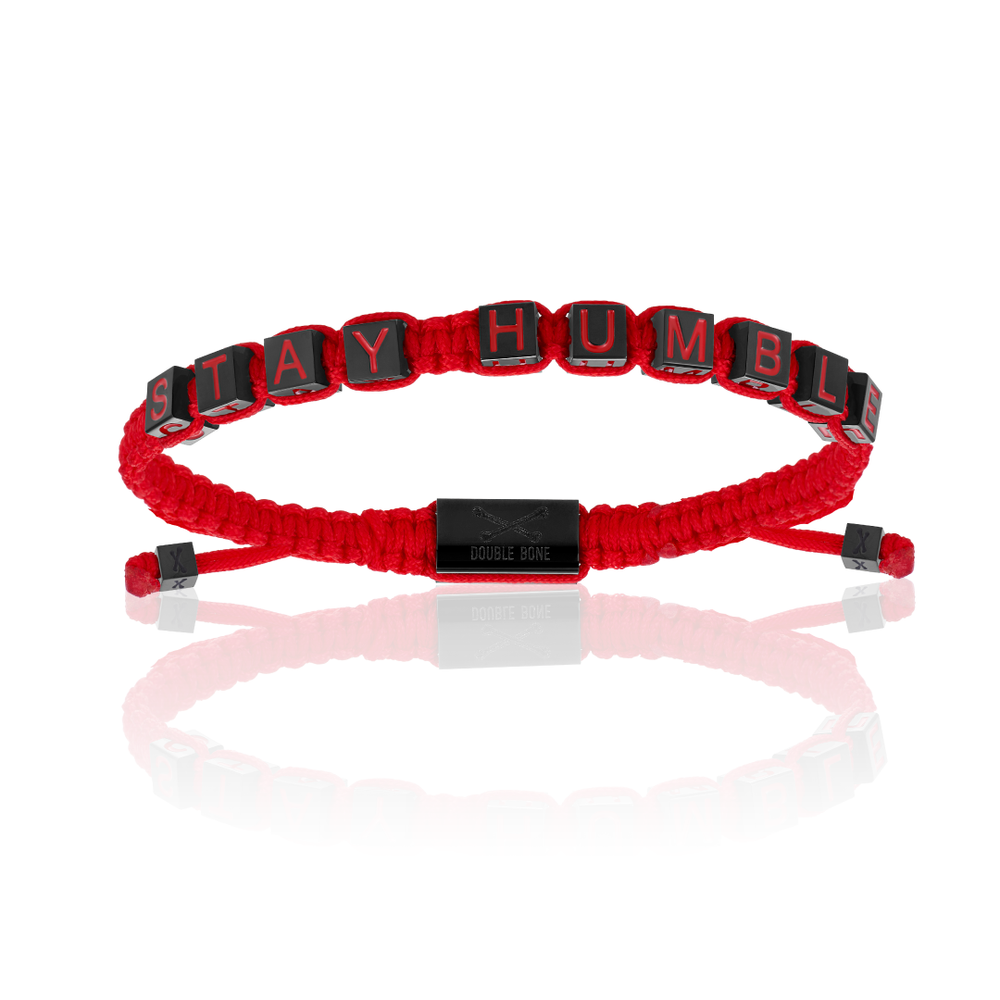 Red Nylon with Black PVD STAY HUMBLE Bracelet