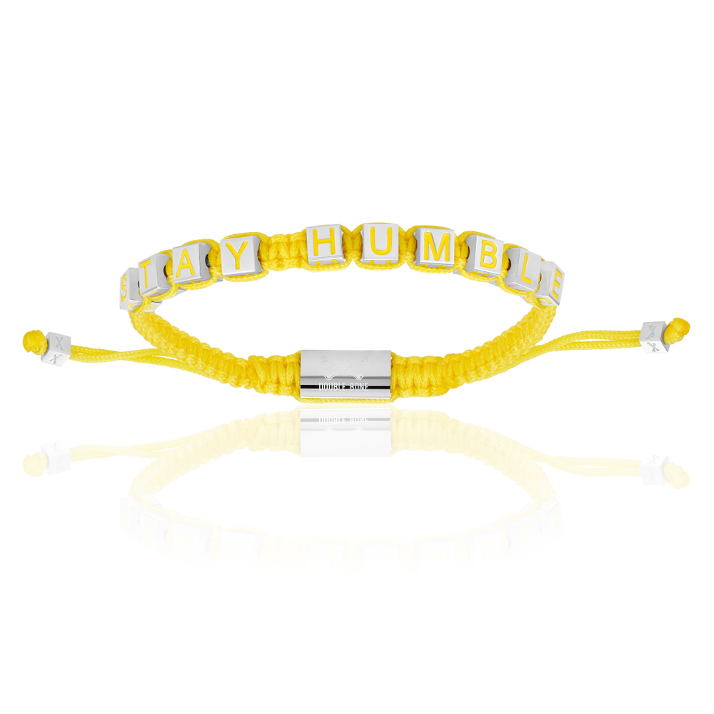 Yellow Nylon with Silver STAY HUMBLE Bracelet