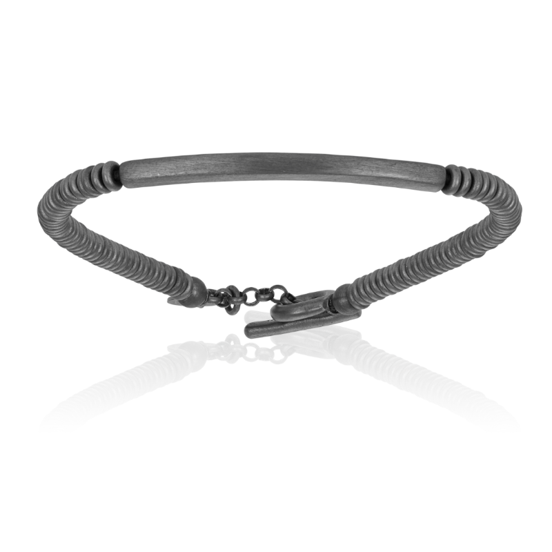 Black PVD TAG beads bracelet (Unisex)