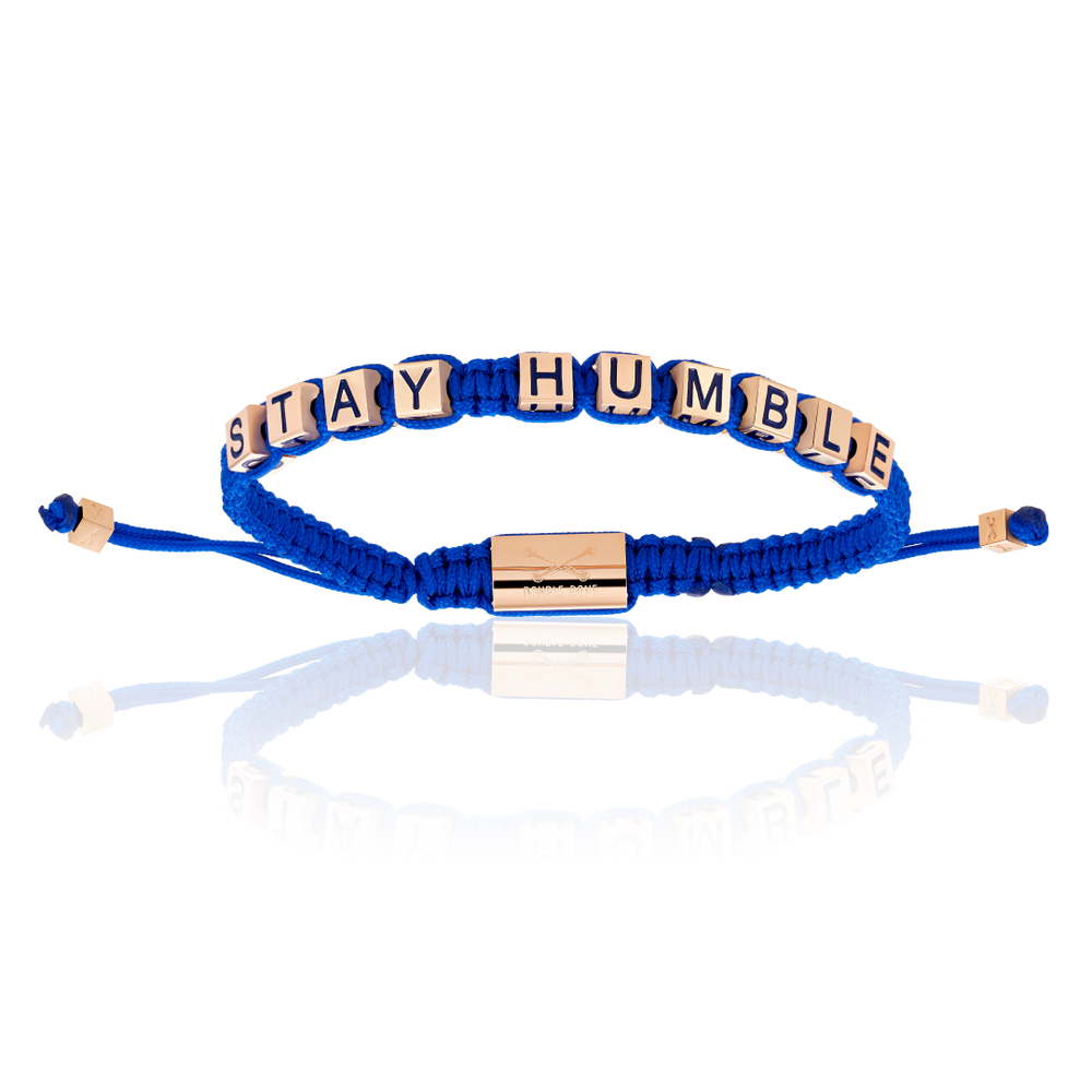 Blue Nylon with Rose Gold STAY HUMBLE Bracelet