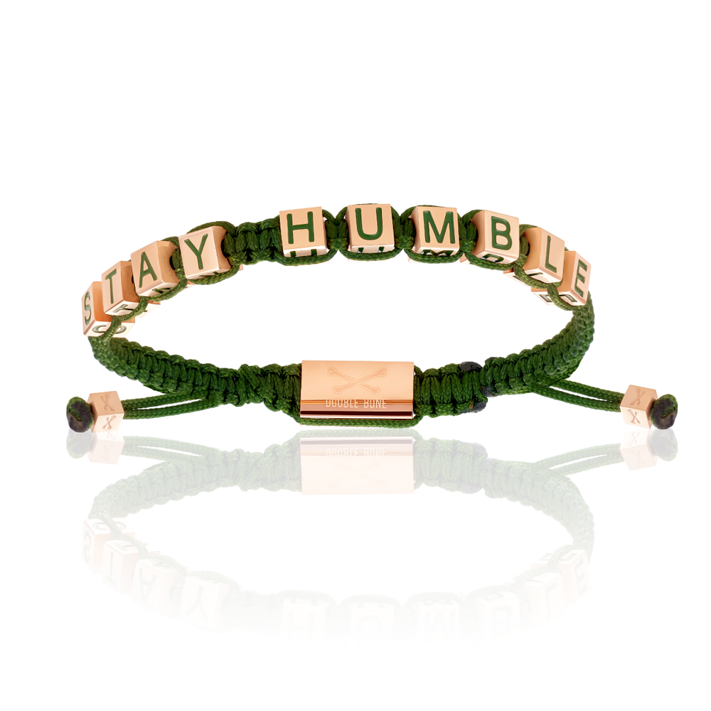 Military Green Nylon with Rose Gold STAY HUMBLE Bracelet