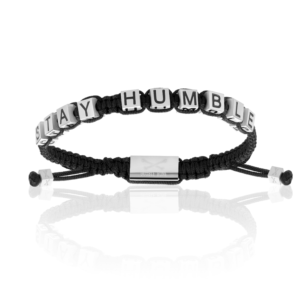 Black Nylon with Silver STAY HUMBLE Bracelet