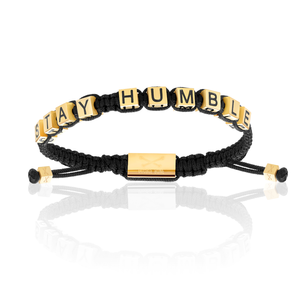 Black Nylon with Yellow Gold STAY HUMBLE Bracelet