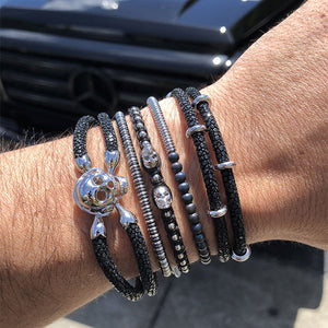 
                  
                    Silver Skulls and Black Stingray Bracelet Combination
                  
                