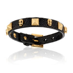 Black stingray bracelet with Yellow Gold Skull studs (Unisex)