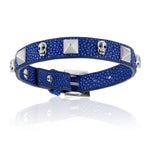 Blue stingray bracelet with Silver Skull studs (Unisex)
