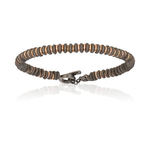 
                  
                    Black PVD bracelet with 18K Rose Gold beads (Unisex)
                  
                