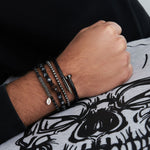 Black PVD ROCK bracelet with black beads (Unisex)