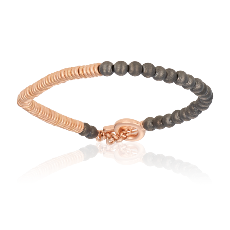 
                  
                    Rose Gold and Black PVD Flat-Round Medium Beaded bracelet
                  
                