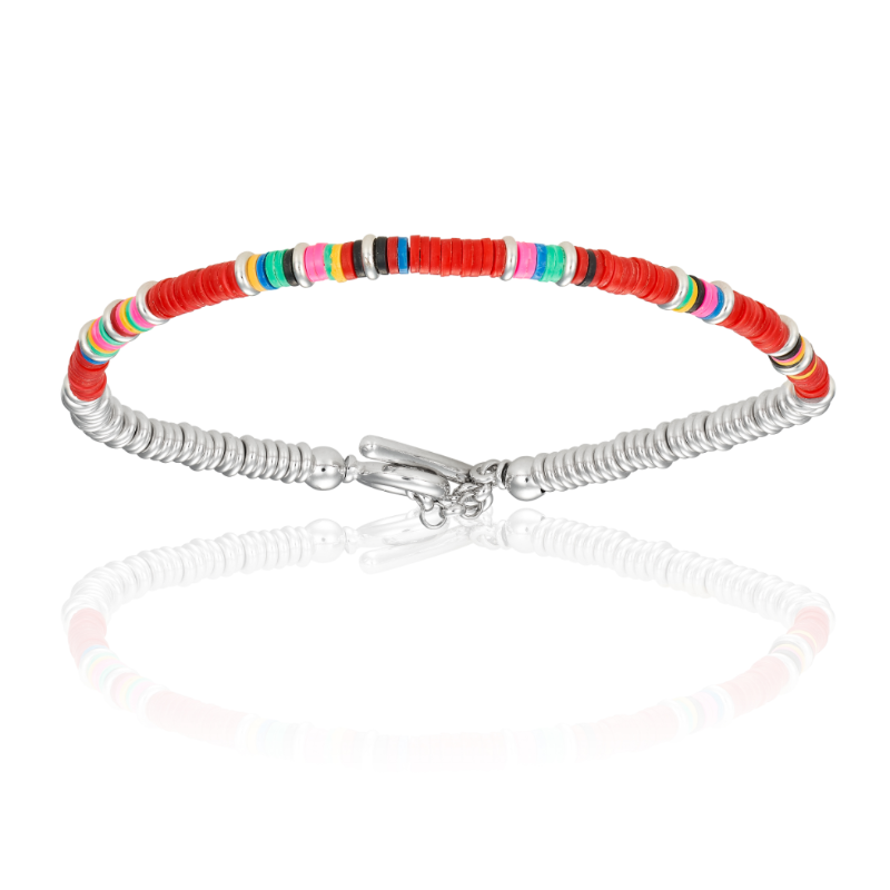 
                  
                    Multicolor Red African Beaded with White Gold Bracelet
                  
                