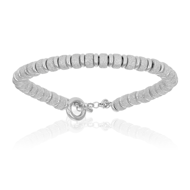 White gold bracelets with white gold beads (Unisex)