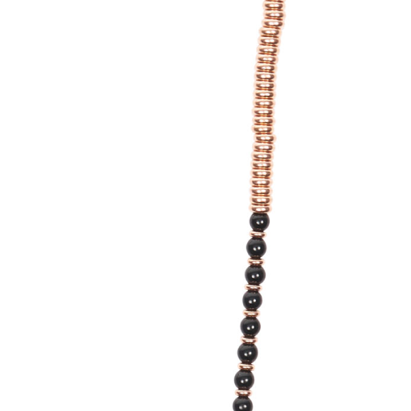 
                  
                    Black Agata Stone Beaded Necklace with 18K Rose Gold beads
                  
                