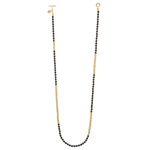 Black Agata Stone Beaded Necklace with 18K Yellow Gold beads