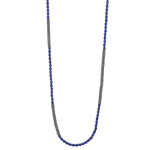 Lapis Lazuli Stone Beaded Necklace with Black PVD beads