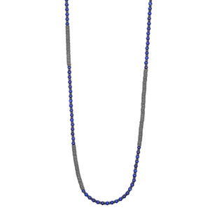 
                  
                    Lapis Lazuli Stone Beaded Necklace with Black PVD beads
                  
                
